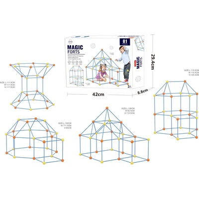 Mamido Magic forts Konštrukčná stavebnica veľké slamky a spojky 81 ks