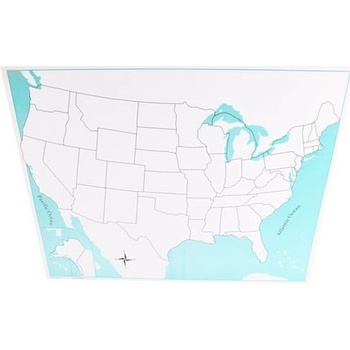 Montessori G082 Kontrolní mapa USA slepá