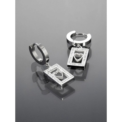 Prosperk Kruhové náušnice se srdíčkem z chirurgické oceli stříbrná S1266