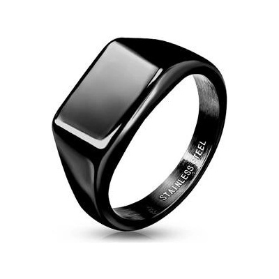 Spikes USA Černý ocelový prsten s možností rytiny OPR1860 70