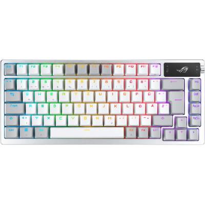 ROG Azoth White RGB Безжична геймърска клавиатура с механични ROG NX Snow суичове (90MP031A-BKUA11)