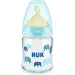 Nuk Стъклено шише с каучуков биберон NUK - First Choice, TC, 120 ml, 0-6 месеца, Синьо (10747115-Син)