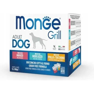 Monge Multi Box Grill hovězí/treska/kuře 12x100g