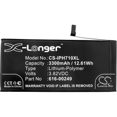 Cameron Sino Батерия за iPhone 7 Plus 5.5 CAMERON SINO Li-Polymer 3.82V/3300mAh, съвместима с Apple 616-00249, ЧЕРНА CS-IPH710XL (CS-IPH710XL)