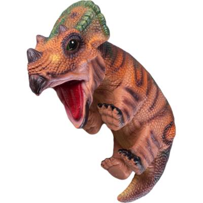Mikro trading Hnědý maňásek dinosaurus mládě 42 cm