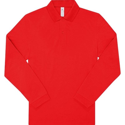 B&C My Polo 210 LSL Piqué polo tričko s dlhým rukávom červené