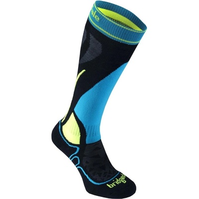 Bridgedale MerinoFusion Ski Vertige Racer Junior merino ponožky black fluro yellow