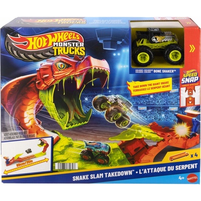 Mattel Hot Wheels pretekárska dráha Monster Trucks dráha vyradenie hada vozidlo Bone Shaker