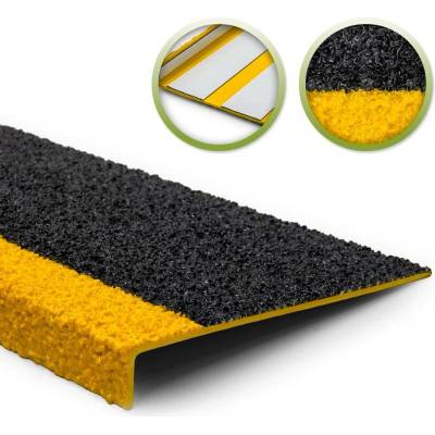 Protiskluzový nášlapný profil GFK, černo-žlutý, šířka 600 mm, samolepicí