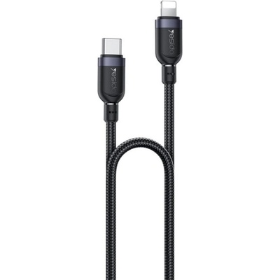 Yesido CA189 opletený nabíjecí a datový USB-C na Lightning 1,2m černý