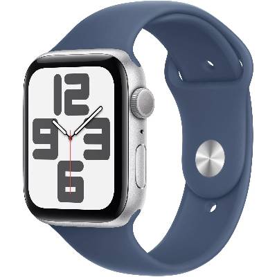 Apple Watch SE (2024) GPS 40mm Silver Aluminium Case Denim Sport Band, Velikost řemínku: M/L (150-200mm) MXED3QC/A