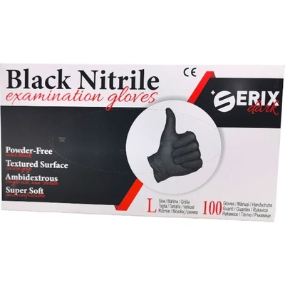 SERIX нитрилни ръкавици, Черни, 100броя, Размер l