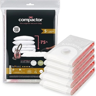 Compactor Sada vakuových úložných pytlů Bag Aspispace 3× M 70 litrů + 2× L 120 litrů