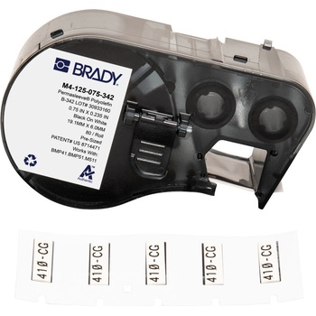 Brady M4-125-075-342 / 170721, 19.05 mm x 5.97 mm, Polyolefin, черно копиране / бял фон (170721)