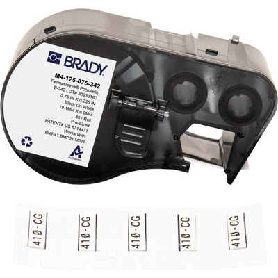 Brady M4-125-075-342 / 170721, 19.05 mm x 5.97 mm, Polyolefin, черно копиране / бял фон (170721)