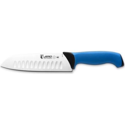 KOLIMAX Kuchyňský nůž JERO SANTOKU 18 cm/44 mm rukojeť z modrého a černého elastomeru