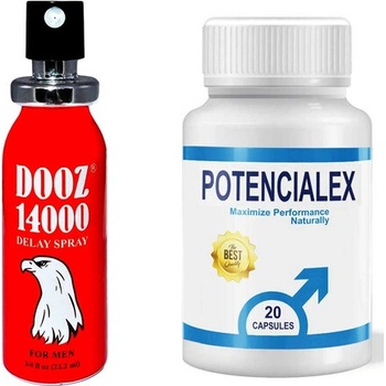 POTENCIALEX капсули секс стимулант за мъже + DOOZ 14000 спрей за задържане 45ml