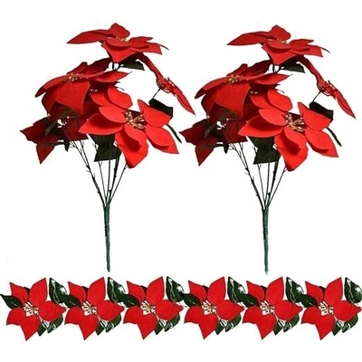 žiadna značka Poinsettia Umelé kvety červené Vianočné Ozdoby