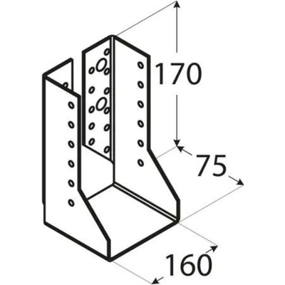 Domax WBZ 38 trámová topánka uzavretá 160x170x75x2,0 mm
