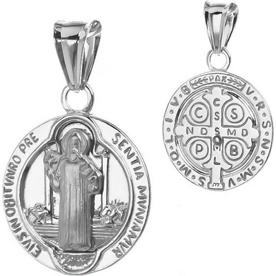 Argento Stříbrný přívěsek medailka sv. Benedikta 85012