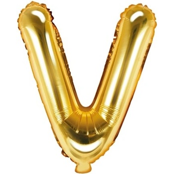 PartyDeco Fóliový balónek písmeno V zlatý 35 cm