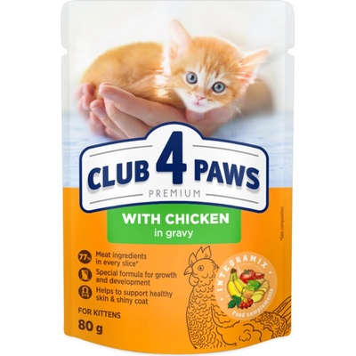 Club 4 Paws Premium Kitten s kuřecím v omáčce 80 g