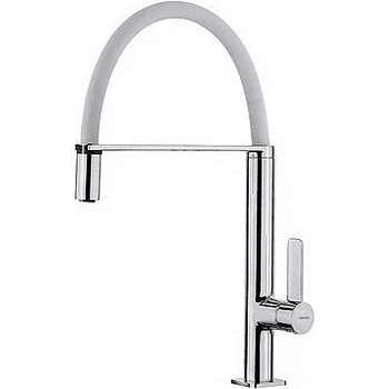 Strohm Teka Кухненски смесител, подвижен душ, хром-бял FO 937 (Б.7020.БЯ)
