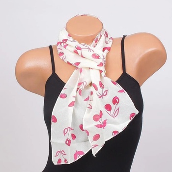 Image 1 of Ефирен дамски мултифункционален шал в цвят ванилия с череши