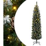 vidaXL Изкуствена тънка коледна елха, 300 LED, 180 см (3315780)