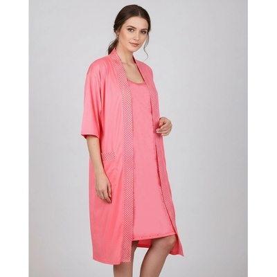 Комплект от нощница и халат в коралово