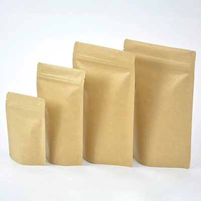 Стоящ хартиен плик с цип 8, 5х14, 5+(2х2, 5), Кафяв alu