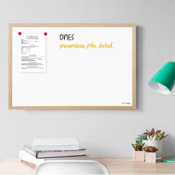 Toptabule.sk MTDR6040 Biela magnetická tabuľa v prírodnom drevenom ráme 200 x 100 cm