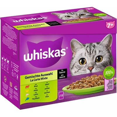 Whiskas Multipack 7+ kombinovaný výběr v omáčce, 12 × 85 g