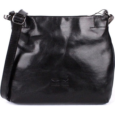 Marta Ponti luxusní dámská kožená crossbody kabelka 6019 černá