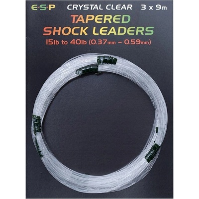 ESP ujímání šokové náväzca Tapered Shock Leaders Crystal Clear 3x9m