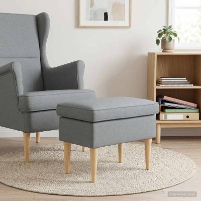 vidaXL Пуф за крака Светлосиво 55 x 35 x 41 см Полиестер (42029976)