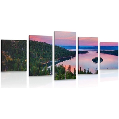 5-dílný obraz jezero při západu slunce - 100x50