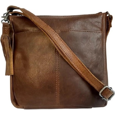 Justified dámská kožená crossbody kabelka tmavě 12.131701 brown hnědá