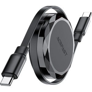ACEFAST Кабел за данни C13-03 - Acefast, Type-C към Type-C, 60 W, кабел за данни за зареждане с двойно прибиране, бързо зареждане, 0, 8 м - черен
