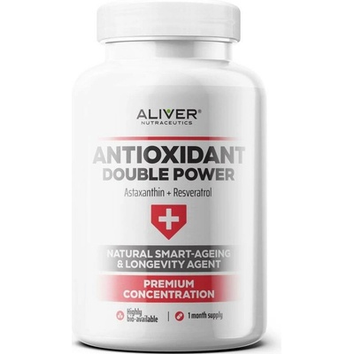 Aliver Antioxidant Double Power, Astaxanthin+Resveratrol 60 kapslí