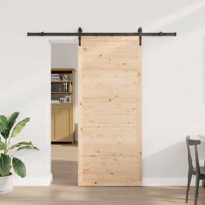 vidaXL Преплъзваща се врата 90 x 208 см Масивна борова дървесина (3445629)