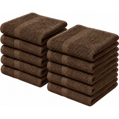 Top textil 10 ks sada dětských ručníků Ekonom 40 x 60 cm tmavě hnědá