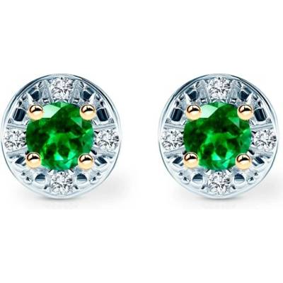 Savicki náušnice zlaté diamanty smaragdy SAVE69341 Y S