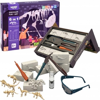 Woopie Baňa kostra vykopávka dinosaura Malý archeológ 6v1 fosílie veda