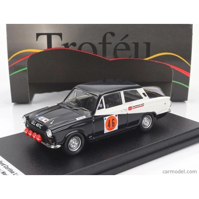 Trofeu Ford england Cortina Lotus night Version N 46 Rac Rally Lombard 1968 Chris Sciater Martin Holmes Černá Bílá 1:43