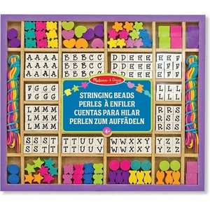 Melissa & Doug - Комплект за нанизване с дървени мъниста и буквички - toytown