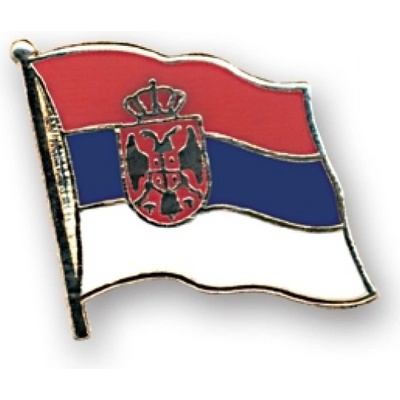 Odznak (pins) 20mm vlajka Srbsko so znakom - farebný