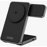 Dviced 3-in-1 Foldable Qi2 magnetic wireless charger stand w cable, wall charger - Black (DV230010) - iStore
