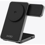 Dviced 3-in-1 Foldable Qi2 magnetic wireless charger stand w cable, wall charger - Black (DV230010)