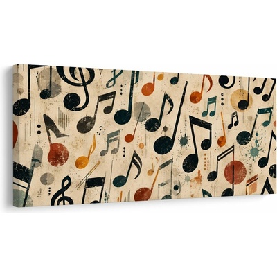 Obraz barevné muzikální noty - 120x60